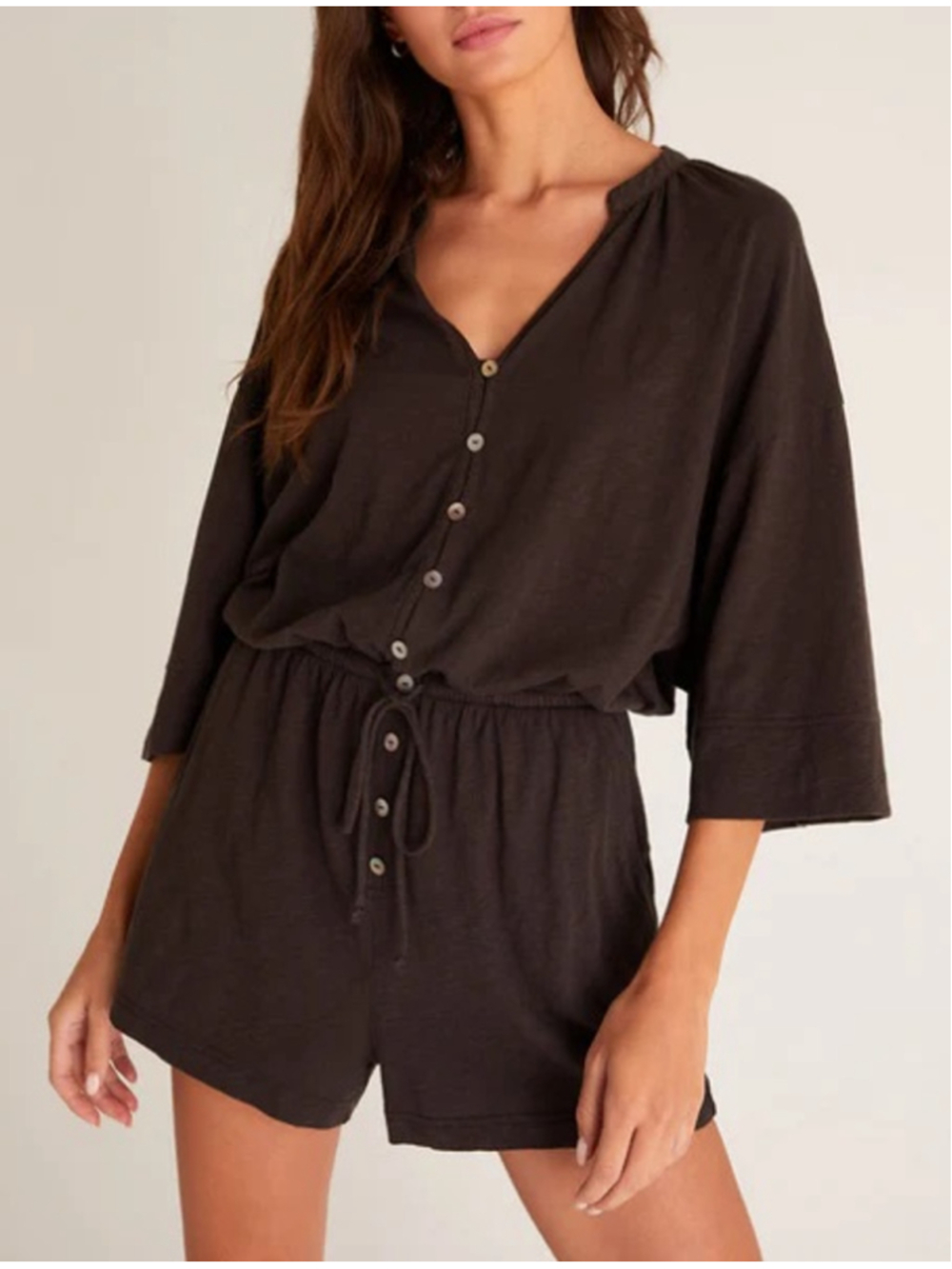Z SUPPLY Zephyr Jersey Romper Women's Size Medium Taupe Cotton